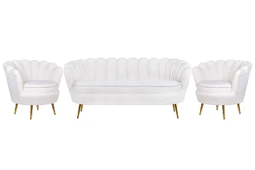 Комплект кресел и дивана ракушка Pearl Triple White Boucle