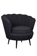 Низкое кресло ракушка Pearl Black Boucle на черных ножках в Краснодаре