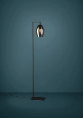 купить стильные 390256 Торшер с ножным выключателем ESTANYS, 1X40 (E27), H1715, сталь, черный/стекло, коричневый полупрозрачный в интернет-магазине в Краснодаре