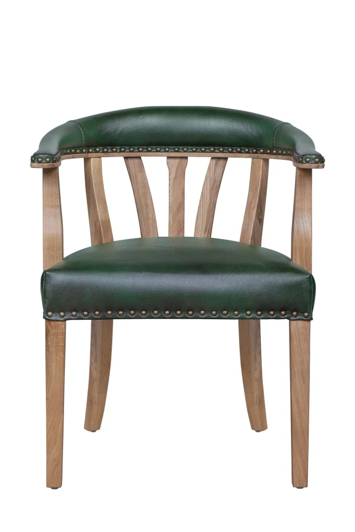 стильный Мягкий стул с подлокотниками Tanner Green Leather в Краснодаре