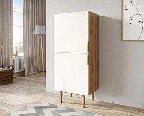 стильный Вертикальный комод с двумя дверками "Line" LN05/GR1/beige в Краснодаре