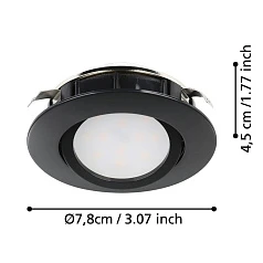 900749 Комплект встраиваемых светильников диммируемых PINEDA, 3X5,5W (LED), 3000K, ?84, пластик, черный на заказ в Краснодаре