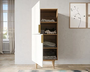 стильный Вертикальный комод с двумя дверками "Line" LN05/GR1/beige в Краснодаре