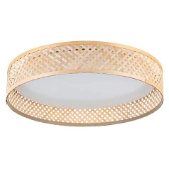 900464 Потолочный светильник LUPPINERIA, LED 24W, 2500lm, H80, ?380, сталь, пластик, белый/дерево, коричневый в интерьере в Краснодаре