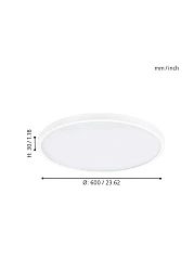 фото 97279 Светодиодный накладной светильник FUEVA 1 диммир., 27W(LED), 3400lm, ?600, H30, алюминий, белый в интерьере в Краснодаре