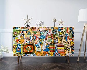 купить красивый Комод "Berber" с двумя дверками и ящиками принт 1 арт BB17/Print_01 в Краснодаре