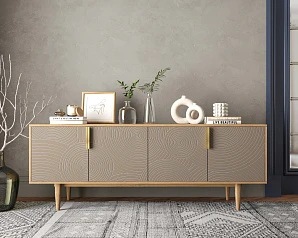 Комод под TV с четыремя дверками "Line" R21/beige в интерьере в Краснодаре
