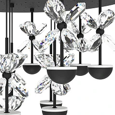 купить 390275 Люстра диммируемая PIANOPOLI 2, 15X1,8W (LED), 3000K, 3600lm, ?500, сталь, черный/переливающееся стекло, прозрачный в Краснодаре