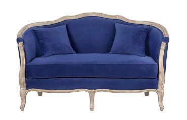 купить Дизайнерский двухместный диван Darcy 2 ампир синий в интернет-магазине в Краснодаре