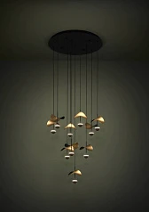 заказать стильные 390339 Люстра диммируемая DRACERA, 10X2,3W (LED), 3000K, 2800lm, ?580, сталь, черный/сталь, черный, золотой в Краснодаре