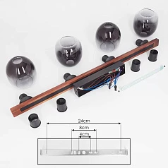 900185 Потолочный светильник FILAGO, 4x40W, E27, L880, B145, H250, сталь, дерево, черный, коричневый/стекло, темно-серый полупрозрачный в Краснодаре