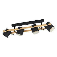 купить 43558 Светильник потолочный HORNWOOD, 4Х28W, E27, L1000, B190, H275, сталь/дерево, черный/коричневый в Краснодаре