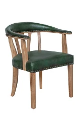 Мягкий стул с подлокотниками Tanner Green Leather в Краснодаре