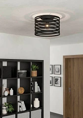 купить 900164 Потолочный светильник CREMELLA, 1x60W, E27, H260, ?370, сталь, черный в Краснодаре