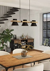 43956 Люстра MACCLES, 3X15W (E27), L780, B180, H1100, сталь, дерево, черный, коричневый в интерьере в Краснодаре