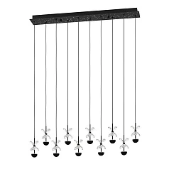 купить 390278 Люстра диммируемая PIANOPOLI 2, 10X2,3W (LED), 3000K, 2800lm, L870, B120, H1500, сталь, черный/переливающееся стекло, прозрачный в интернет-магазине в Краснодаре