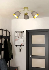 купить стильные 31534 Люстра потолочная MASERLO, 3X60(Е27), металл, кремово-золотой/текстиль, капучино в интернет-магазине в Краснодаре