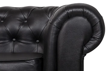 купить Диван из черной кожи Chesterfield Black Leather 2S в интернет-магазине в Краснодаре