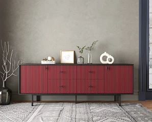 красивый Комод две дверки и четыре ящика "Emerson" арт EM19/red/L на заказ в Краснодаре