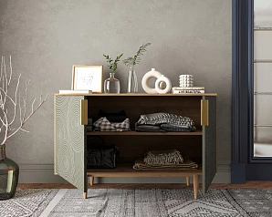 красивый Комод с двумя дверками "Line" R18/browngrey в интернет-магазине в Краснодаре