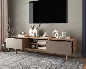 купить стильный Комод "Line" с нишей низкий под TV R27/beige в интернет-магазине в Краснодаре