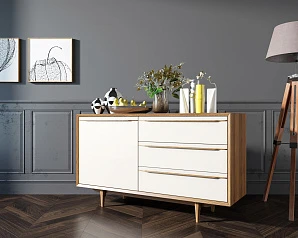 фото Комод "Bruni white" с ящиками и дверкой арт BR-02WH в интерьере в Краснодаре