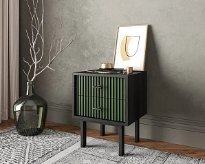 купить красивые Тумбочка с двумя ящиками "Emerson" арт EM16/green/L в интернет-магазине в Краснодаре