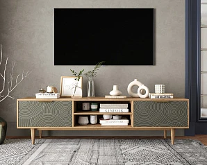 заказать Комод "Line" с нишей низкий под TV R27/browngrey в интернет-магазине в Краснодаре