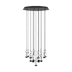 красивые 390277 Люстра диммируемая PIANOPOLI 2, 15X1,8W (LED), 3000K, 3600lm, ?500, сталь, черный/переливающееся стекло, прозрачный в интернет-магазине в Краснодаре