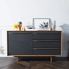 купить красивые Комод "Brun Blacki" с ящиками и дверкой арт BR-02Black в интернет-магазине в Краснодаре