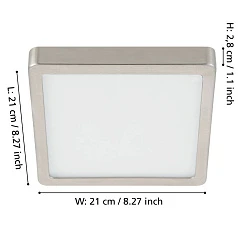 заказать 900594 Накладной светильник диммируемый FUEVA 5, 17W (LED), 3000K, L210, B210, H28, сталь, матовый никель / пластик, белый в Краснодаре