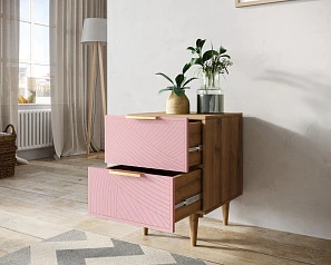 Тумбочка с двумя ящиками "Line" LN07/GR1/pink в Краснодаре