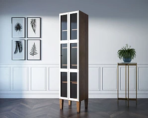 купить стильные Шкаф одностворчатый "Andersen" с рифлеными стеклами арт AN13WH в Краснодаре