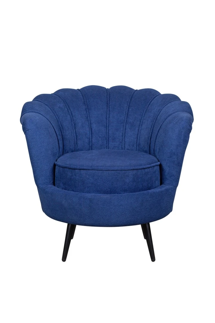 купить стильное Низкое кресло ракушка Pearl синий на черных ножках в Краснодаре