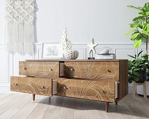 красивый Комод "Boho" 4 ящика джангл арт BH09 в Краснодаре