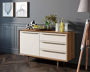 фото Комод "Bruni white" с ящиками и дверкой арт BR-02WH в интерьере в Краснодаре