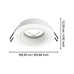 фото 900816 Встраиваемый светильник CAROSSO, 35W (GU10), ?93, алюминий, белый в Краснодаре