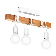 фото 33166 Потолочный светильник TOWNSHEND, 3х60W (E27), L550, B105, H265, сталь, белый/дерево, коричневы в интерьере в Краснодаре