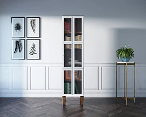 купить стильные Шкаф одностворчатый "Andersen" с рифлеными стеклами арт AN13WH в Краснодаре