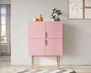 Малый комод с четырьмя дверками на высоких ножках "Line" LN13/GR1/pink на заказ в Краснодаре