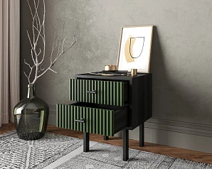 купить красивые Тумбочка с двумя ящиками "Emerson" арт EM16/green/L в интернет-магазине в Краснодаре