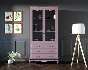 купить стильный Шкаф "Leontina Lavanda" для посуды высокий 3 ящика арт ST9355/3L в интернет-магазине в Краснодаре