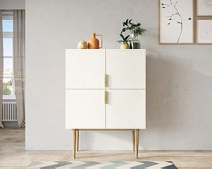 фото Малый комод с четырьмя дверками на высоких ножках "Line" LN13/GR1/beige в интерьере в Краснодаре
