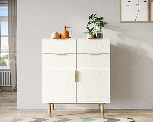 Большой комод с четырьмя ящиками и дверками "Line" LN17/GR1/beige в интерьере в Краснодаре