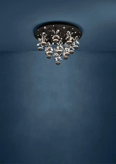 купить 390275 Люстра диммируемая PIANOPOLI 2, 15X1,8W (LED), 3000K, 3600lm, ?500, сталь, черный/переливающееся стекло, прозрачный в Краснодаре