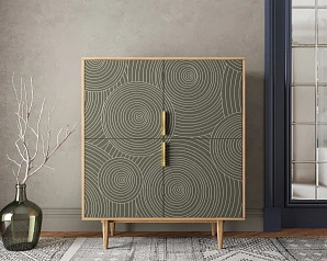 купить стильный Большой комод с четырьмя дверками "Line" R19/browngrey в интернет-магазине в Краснодаре