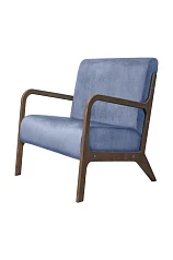 купить стильное Низкое кресло с деревянными подлокотниками Mody Sky цвет синий в интернет-магазине в Краснодаре