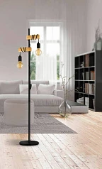 32919 Торшер с ножн. выкл. TOWNSHEND, 2х10W (E27), L205, B250, H1665, сталь, дерево, черный, коричне в интерьере в Краснодаре