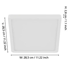 фото 900592 Накладной светильник диммируемый FUEVA 5, 20,5W (LED), 3000K, L285, B285, H28, сталь, белый / пластик, белый в Краснодаре