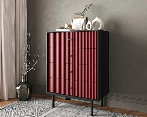 купить Комод вертикальный с четырьмя ящиками "Emerson" арт EM18/red/L в Краснодаре